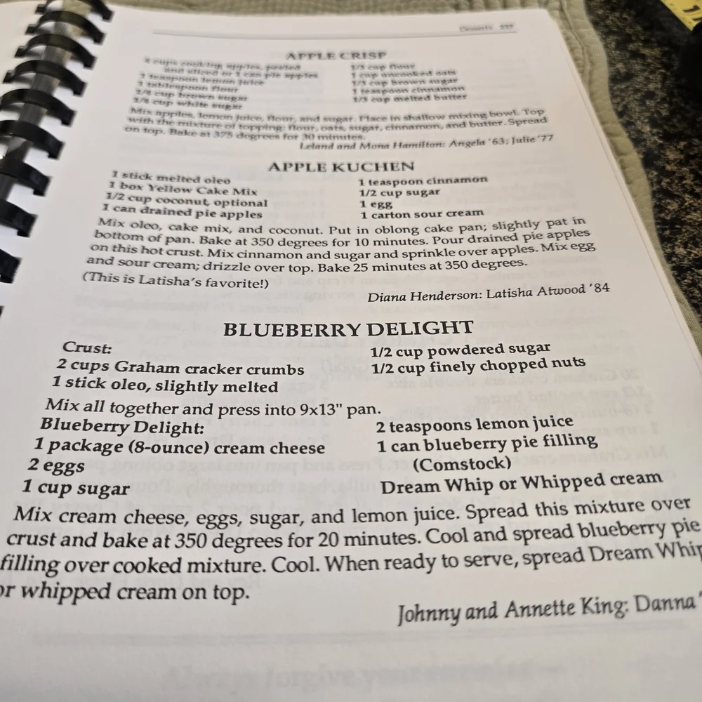 A+ in Cooking Spiral-Bound Recipe Book from a School Fundraiser USA